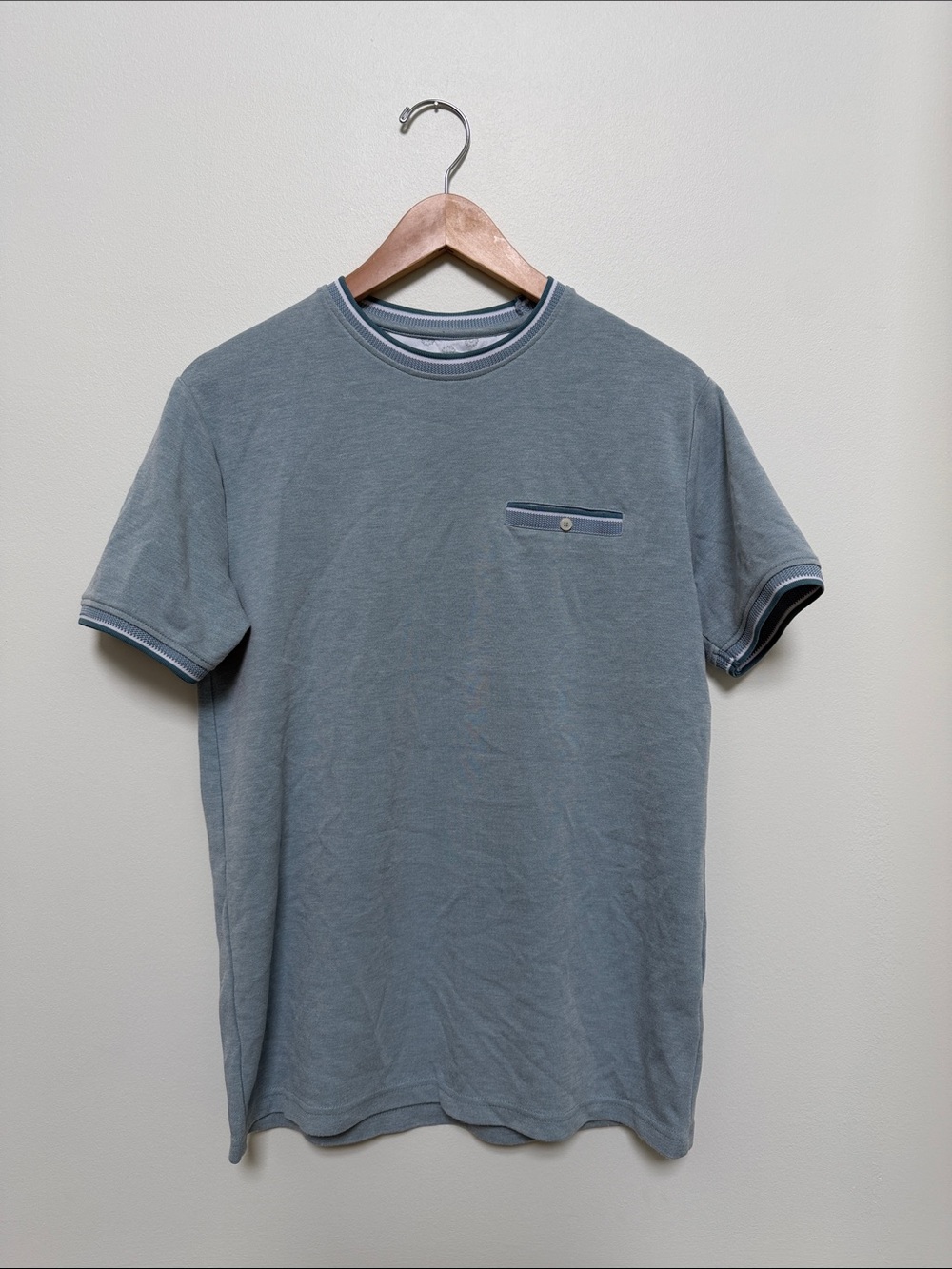 Denim & Flower Men's Short Sleeve Crewneck Tee in Muted Blue
